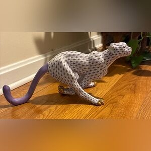 Herend large running cheetah 15656 purple fishnet